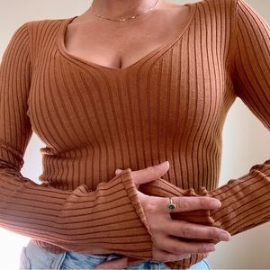 Express chestnut brown long sleeved sweater